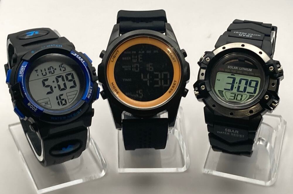 Men's Digital Sport Multifunction Watches (3) with Adjustable Bands Date Timer